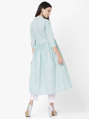 Sea Green Colour Gathers Kurta 2