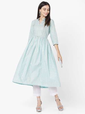 Sea Green Colour Gathers Kurta 3