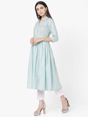 Sea Green Colour Gathers Kurta 5
