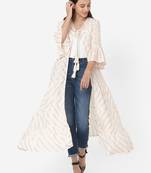 White Colour Flared Long Shrug