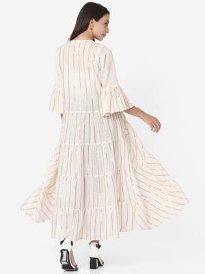 White Colour Flared Long Shrug 2