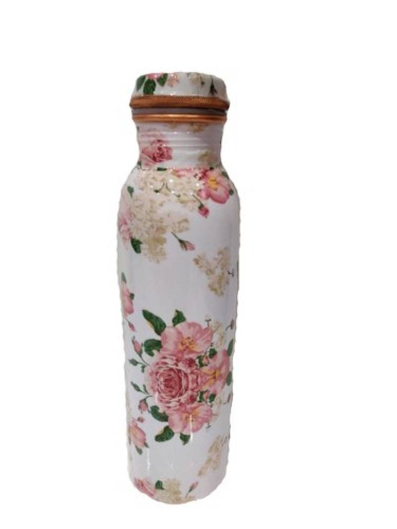 INDIBAM 99% Pure Copper Printed Water Bottle, Drinkware & Storage Purpose, Ayurvedic Health Benefits 950 ML