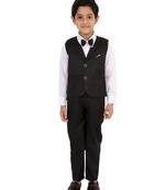 Black plain cotton silk boys-suit