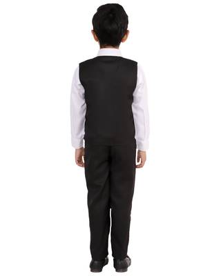 Black plain cotton silk boys-suit 2