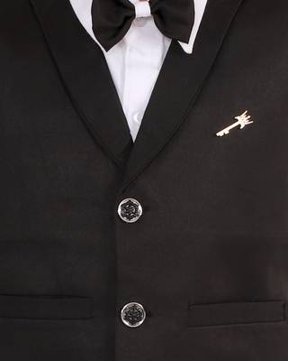 Black plain cotton silk boys-suit 4