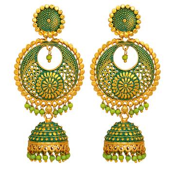 Green pearl earrings 1