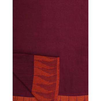 Red hand woven poly silk saree with blouse 5