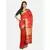 Red woven linen saree with blouse