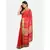 Red woven linen saree with blouse