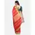 Red woven linen saree with blouse