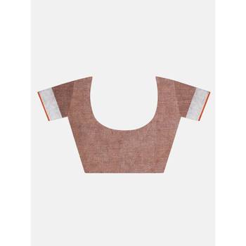 Grey hand woven linen saree with blouse 4