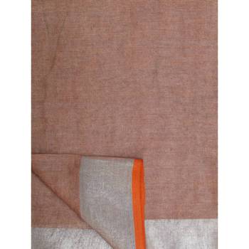 Grey hand woven linen saree with blouse 5