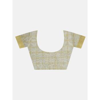 Golden hand woven linen saree with blouse 4