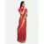 Red woven linen saree with blouse