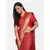 Red woven linen saree with blouse
