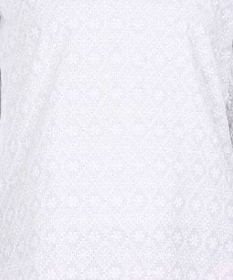 White Chikankari Embroidered poly-Cotton Staright Kurti 5