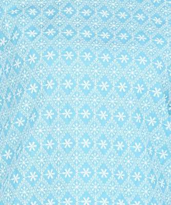Sky Blue Chikankari Embroidered poly-Cotton Staright Kurti 5