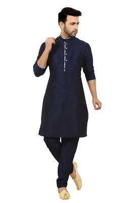 Blue printed art silk kurta-pajama 5