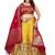 Yellow And Red Jecard Lengha Anarkali With Blouse