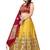 Yellow And Red Jecard Lengha Anarkali With Blouse