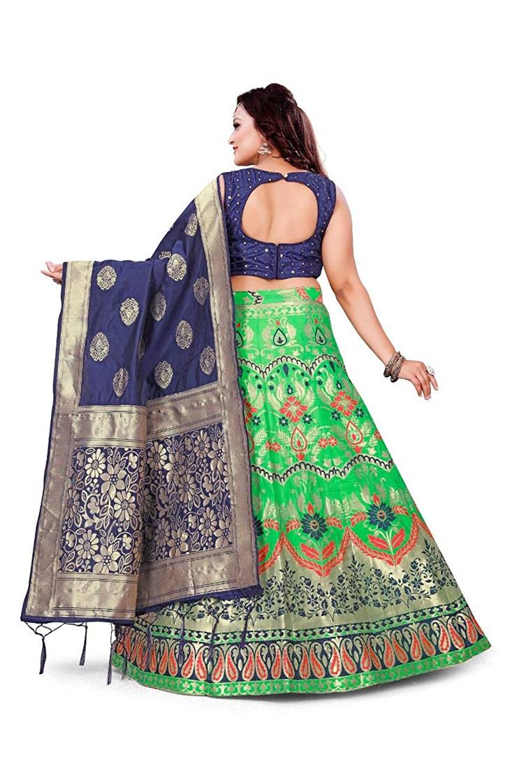 Green Jecard Lengha Anrakali With Blouse