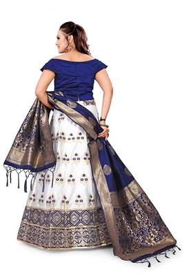 Blue Jecard Lengha Anrakali With Blouse 1