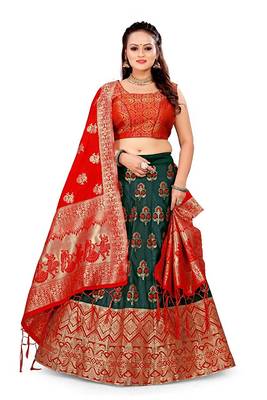 Green Jecard Lengha Anrakali With Blouse 1
