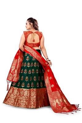 Green Jecard Lengha Anrakali With Blouse 2