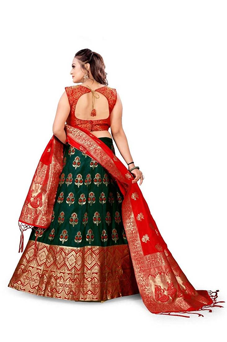 Green Jecard Lengha Anrakali With Blouse