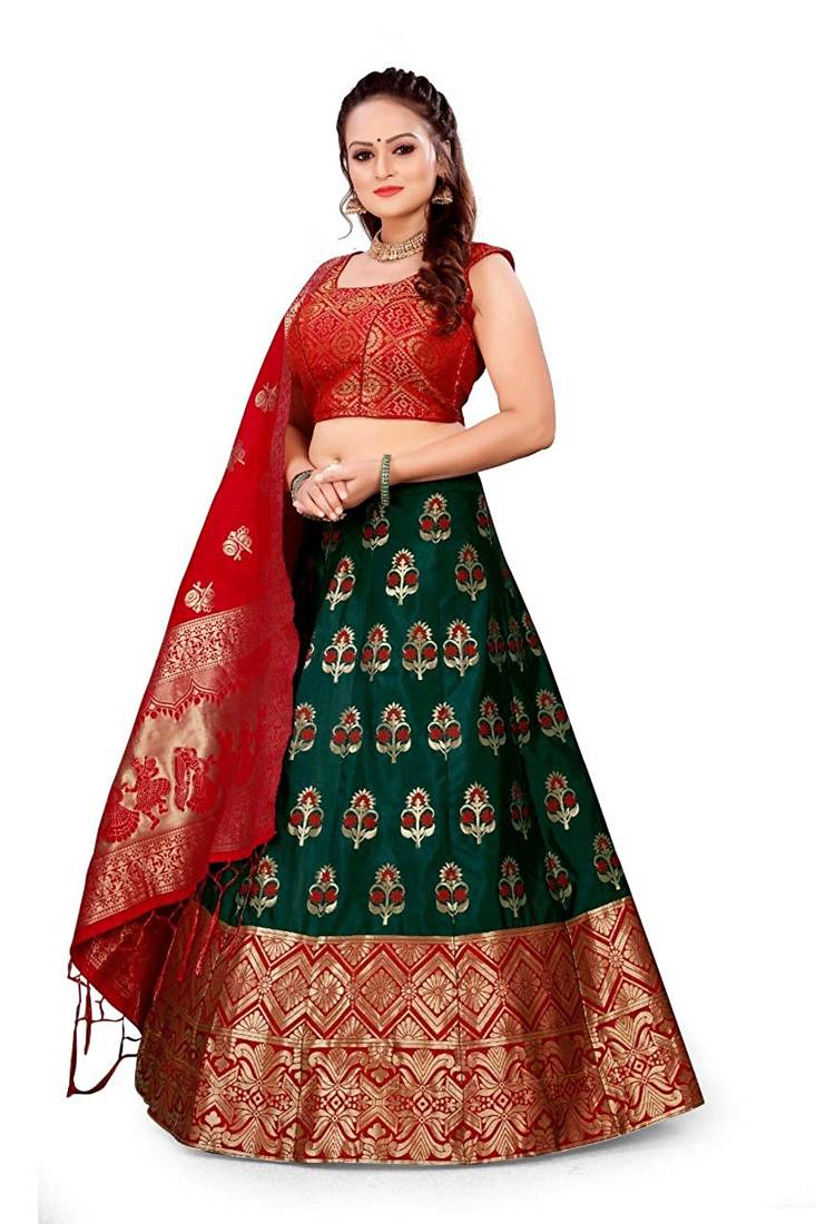 Green Jecard Lengha Anrakali With Blouse