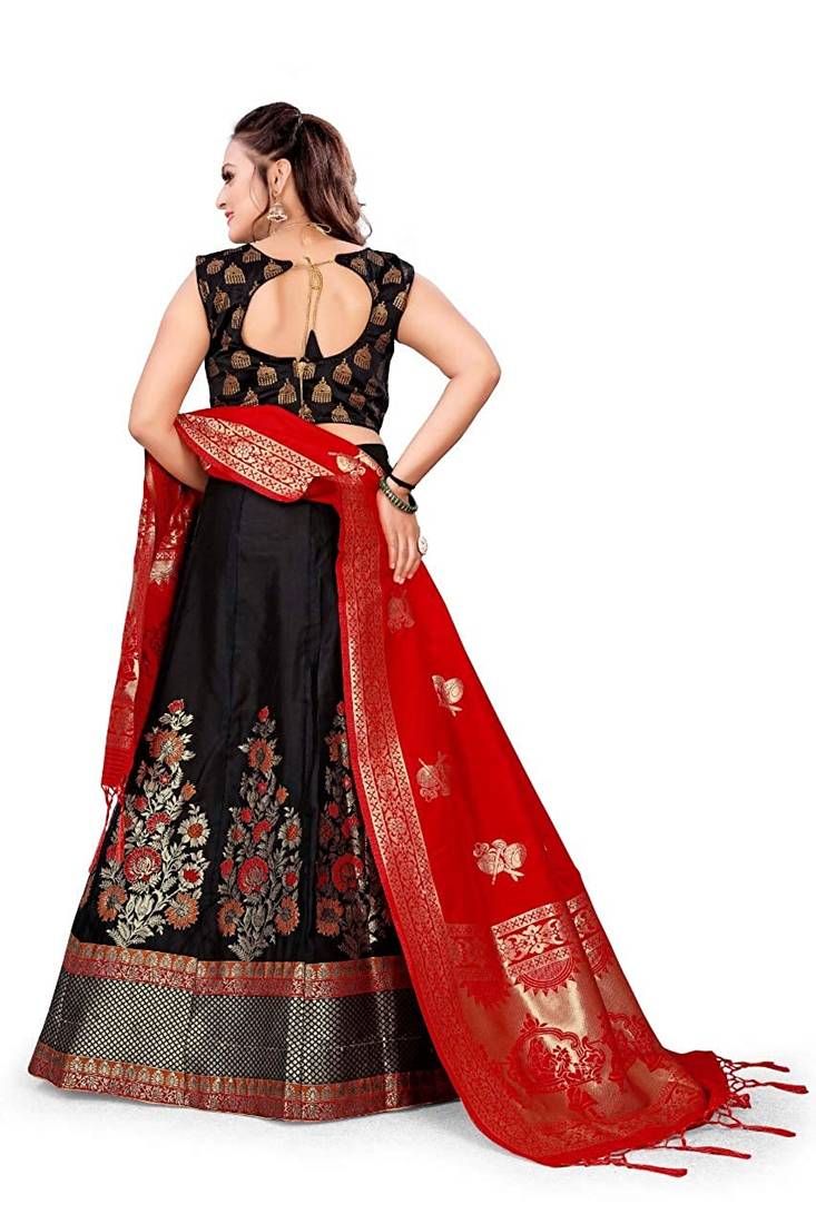 Black Jecard Lengha Anrakali With Blouse
