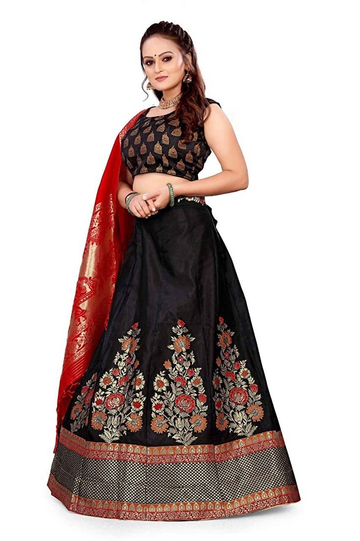 Black Jecard Lengha Anrakali With Blouse