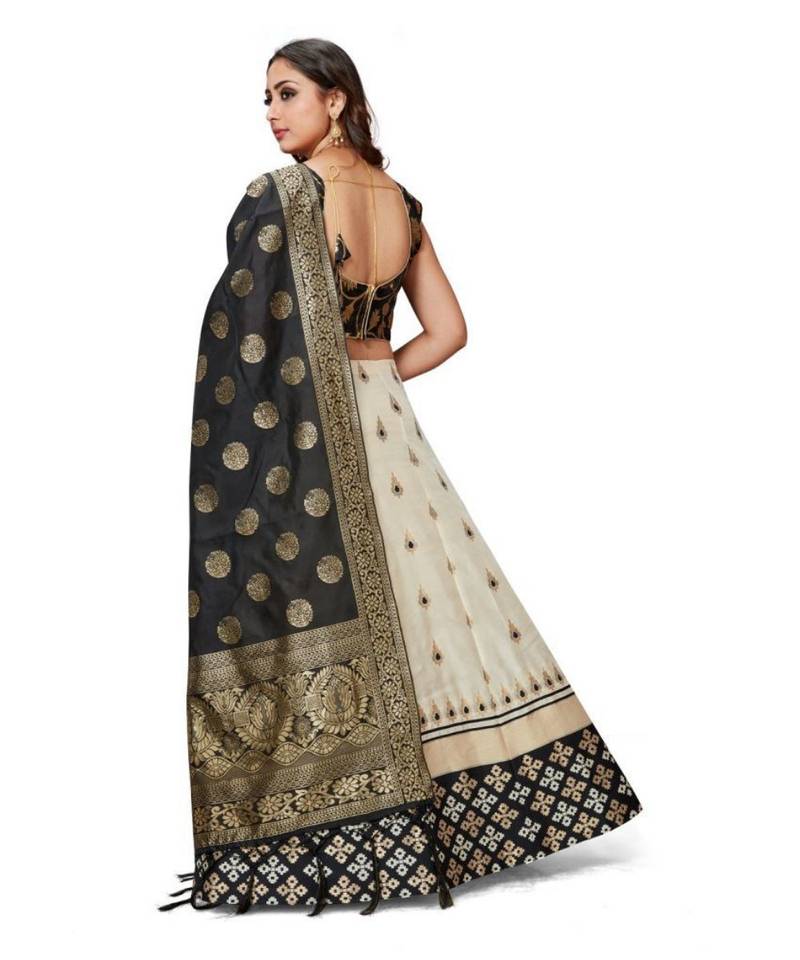 Black White Jecard Lengha Anrakali With Blouse