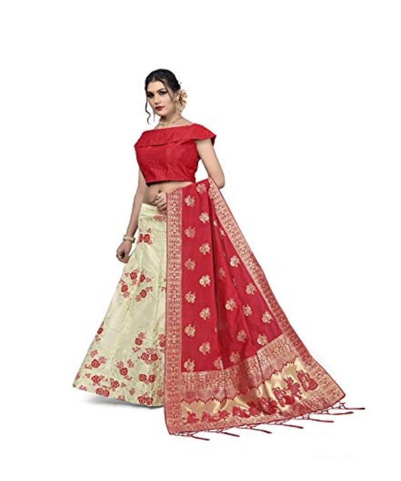 Red Jecard Lengha Anrakali With Blouse