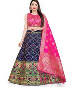 Blue Jecard Lengha Anrakali With Blouse