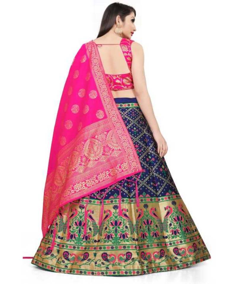 Blue Jecard Lengha Anrakali With Blouse