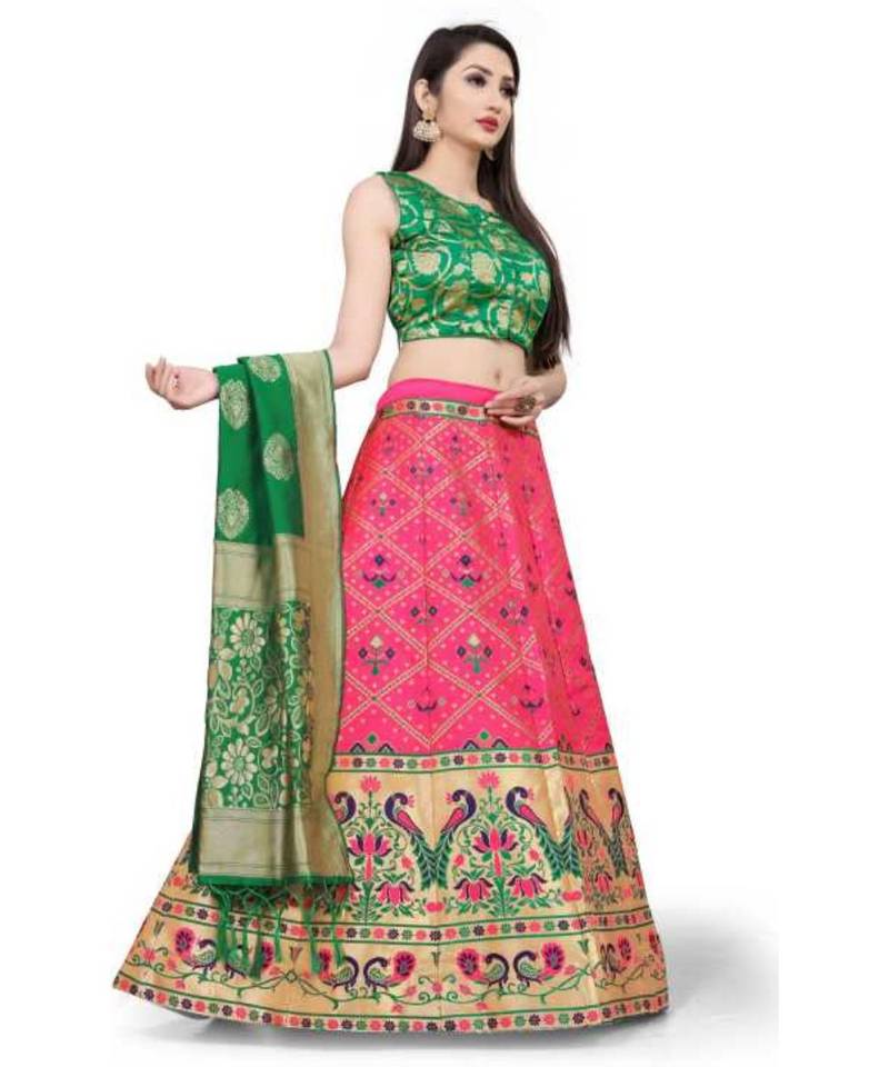 Pink Jecard Lengha Anrakali With Blouse