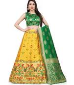 Yellow Jecard Lengha Anrakali With Blouse