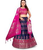 Blue Pink Jecard Lengha Anrakali With Blouse