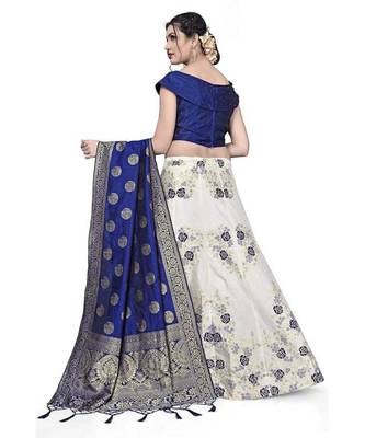 Blue Jecard Lengha Anrakali With Blouse 2