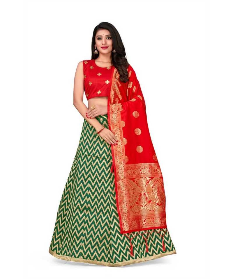Red Jecard Lengha Anrakali With Blouse
