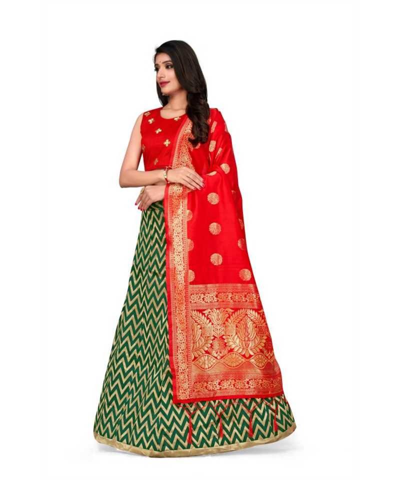 Red Jecard Lengha Anrakali With Blouse