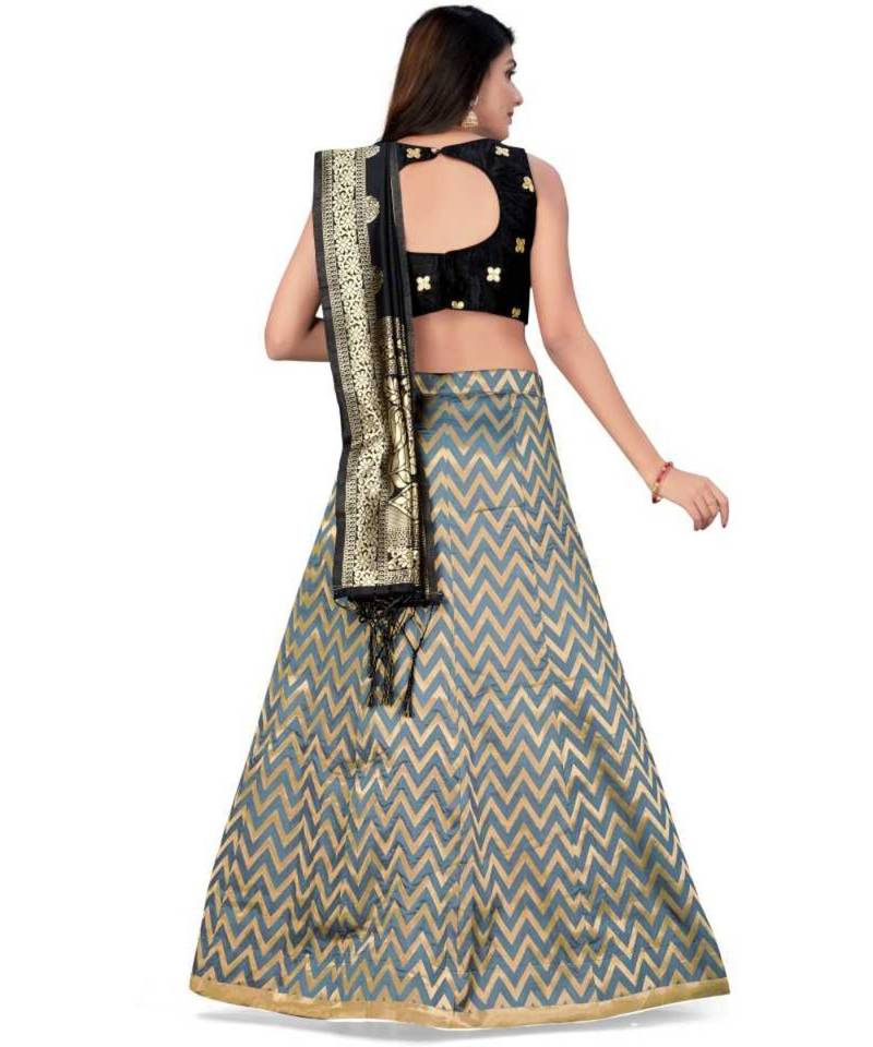 Black Jecard Lengha Anrakali With Blouse