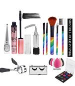 Color Diva Eye & Face Stylish Combo-Eyeliner, Kajal, Mascara, EyeShadow, EyeLashes, Clipper, Blender & Set of 5 Brush