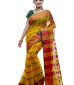 Yellow woven cotton saree 
