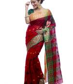 Red woven cotton saree 