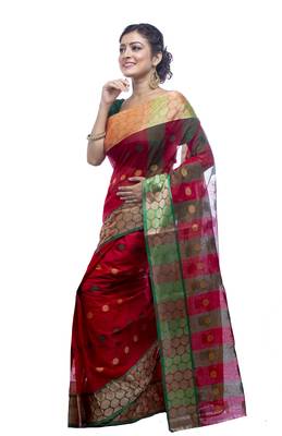Red woven cotton saree  2