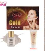 Skin Diva Gold Facial Kit80 gm, Color Diva Liquid Makeup Foundation30 ml White & CC Cream 60 ml Combo