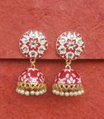RozMili Meenakeri Hand painted design Red jhumkas