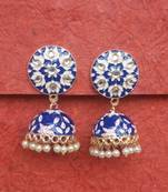RozMili Meenakeri Hand painted design Blue jhumkas